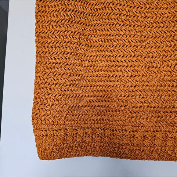 Vince Orange Crochet Square Neck Sweater Tank Top NWT Size X-Large - Picture 5 of 12